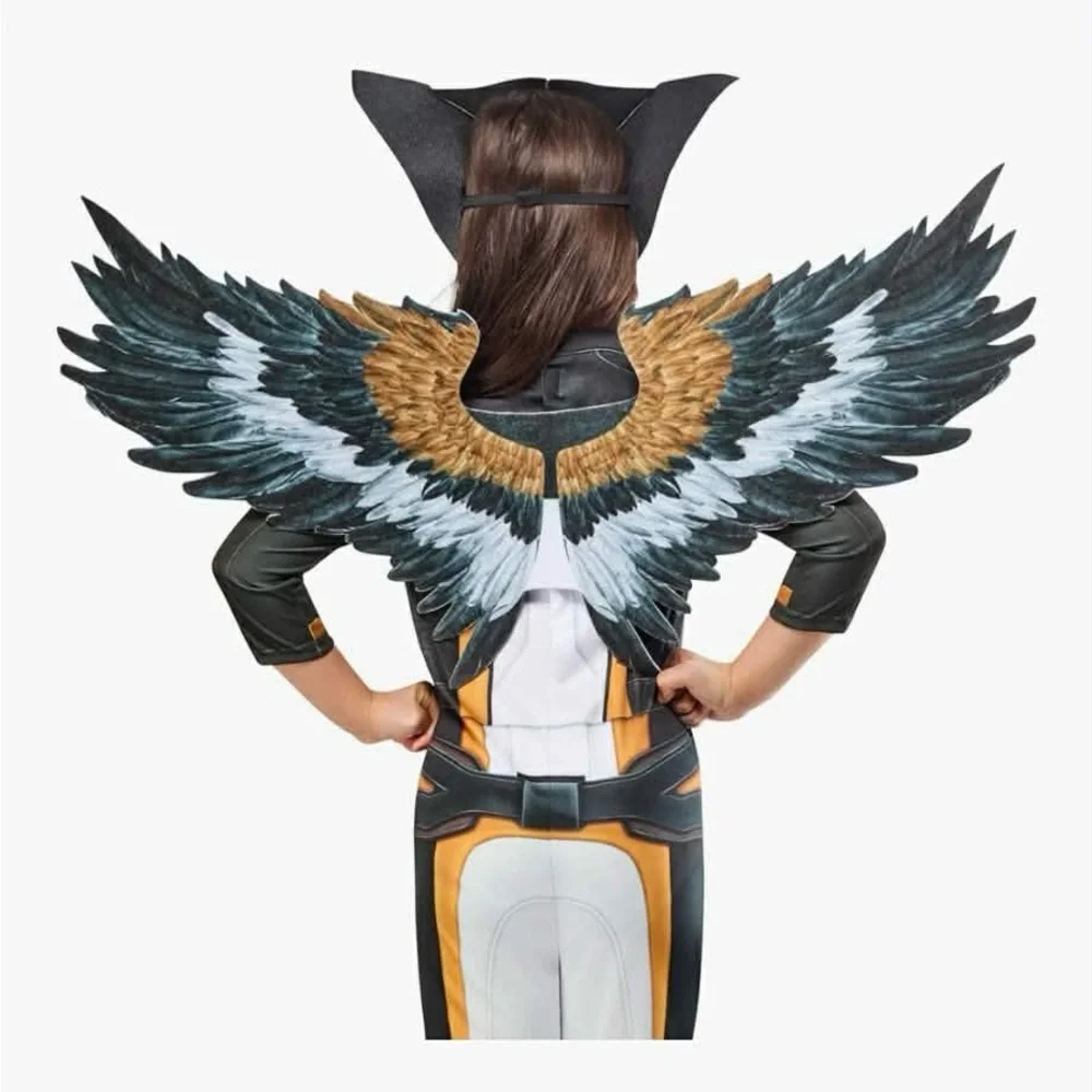 NWT Rubie's Kids Hawk Girl Superhero Costume - Black, White & Gold Size M 7-8